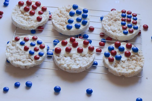 Red White and Blue Rice Cakes 