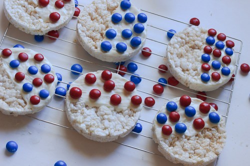 Red White and Blue Rice Cakes 