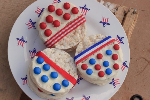 Red White and Blue Rice Cakes