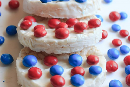 Red White and Blue Rice Cakes 