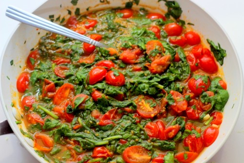 Cherry Tomato Spinach Pasta 