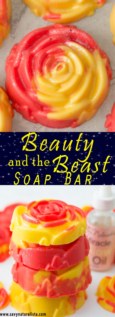 Easy scented beauty and the beast themed soap. It has a beautiful shimmer and smells of fruity berries with only a few simple ingredients. 