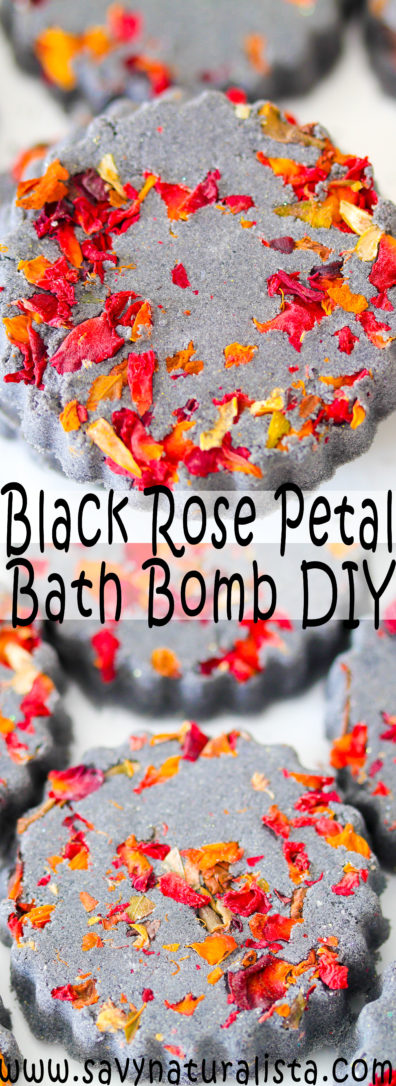 These Black Rose Petal Bath Bombs are made with real rose petals and activated charcoal are natural and smell pretty amazing!