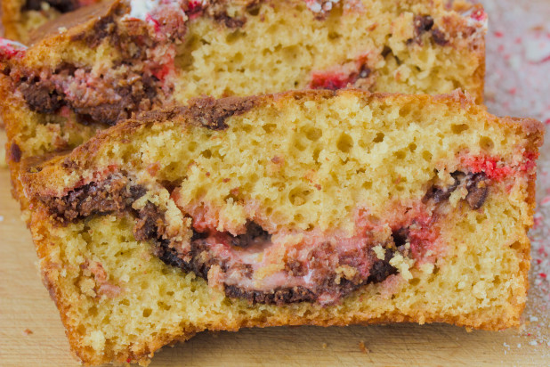 Chocolate Peanut Butter Candy Cane Swirl Bread 