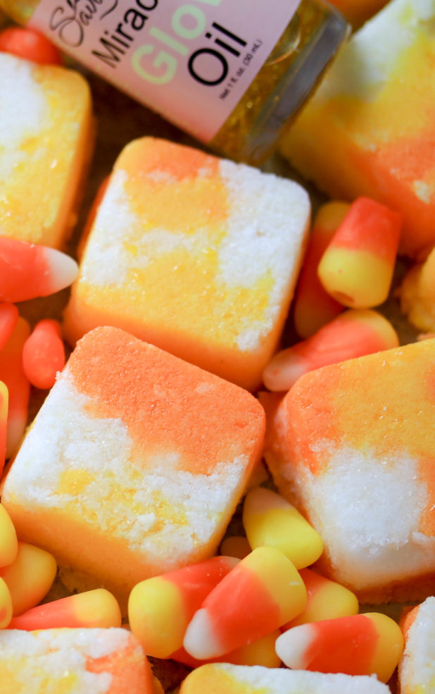 Tis the season to make festive recipes and these Candy Corn Body Scrub Cubes is what you want to try!