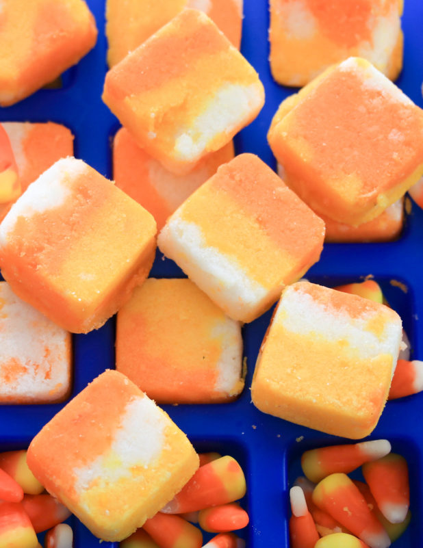 Tis the season to make festive recipes and these Candy Corn Body Scrub Cubes is what you want to try!