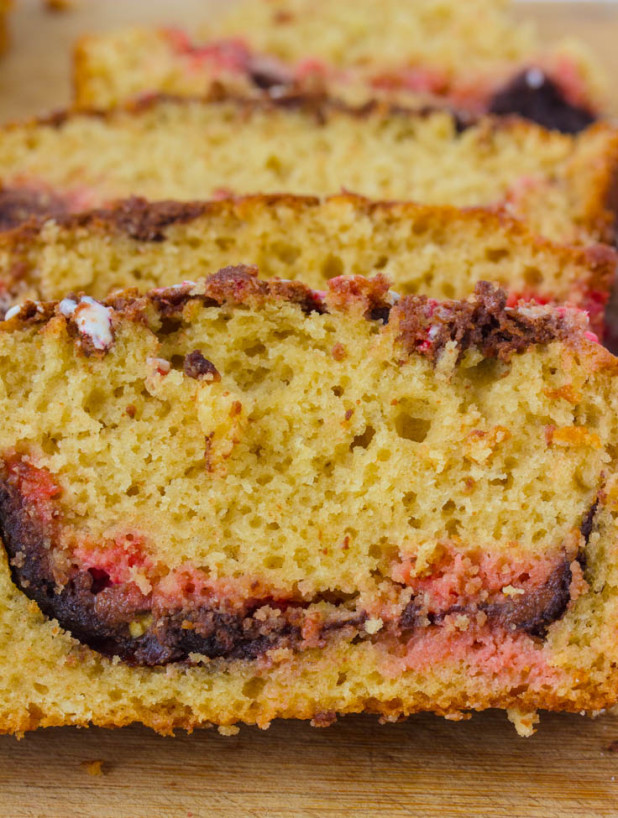 Chocolate Peanut Butter Candy Cane Swirl Bread 