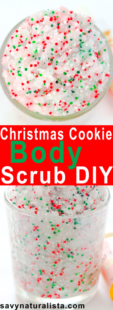 Make this easy festive chritmas cookie body scrub for a festive gift for your secret santa gifts!