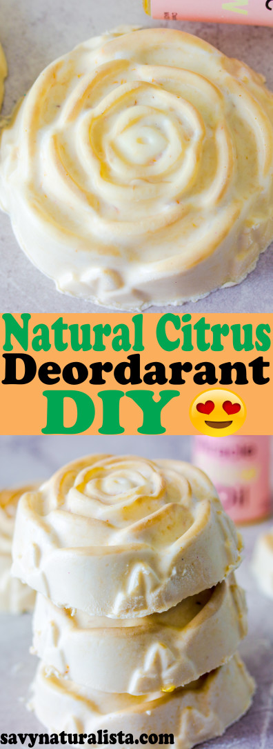 Make your own all natural citrus deodorant that is not only good for you, but baking soda free. This recipe only requires a few simple ingredients to make natural deodorant for less than 8 bucks.