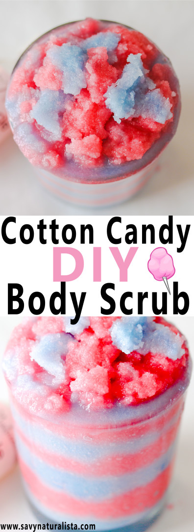 Make this easy cotton candy sticky sweet body scrub it's a sweet treat for your senses while moisturizing and exfoliating your skin to promote a healthy glowing appearance. 