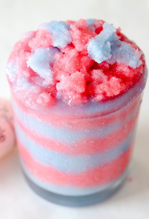 Make this easy cotton candy sticky sweet body scrub it's a sweet treat for your senses while moisturizing and exfoliating your skin to promote a healthy glowing appearance. 