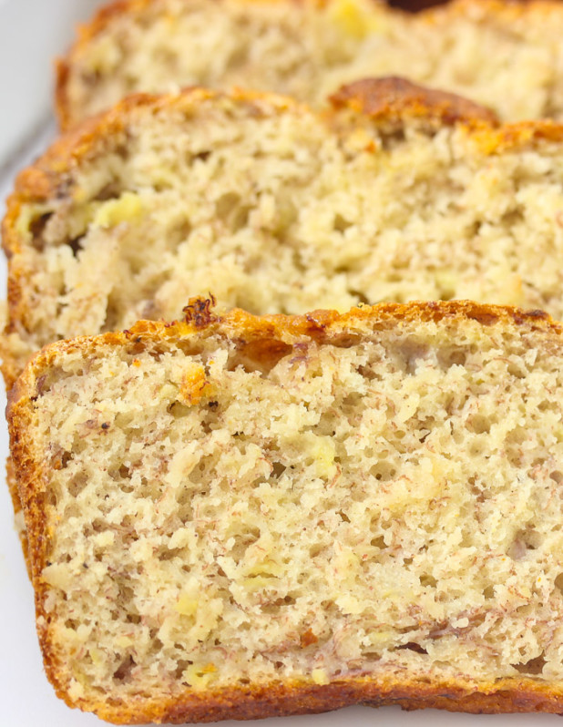 Super moist fat free banana bread, it’s all natural and made with real coconut sugar to bring out the caramel flavors.