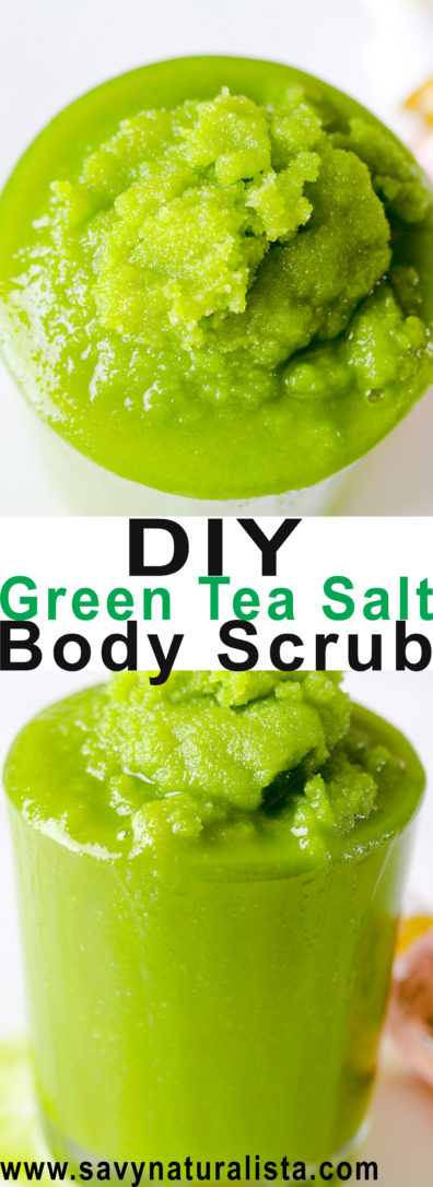 Make this all natural four ingredient Green Tea Salt Body Scrub to exfoliate and moisturize the skin. 