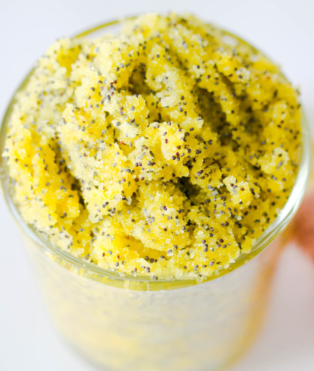 Extreme moisturization for the skin is an all-natural lemon poppy seed sugar scrub recipe is easy to make and the savvynaturalista in you will thank you for the extra exfoliation of poppy seeds.