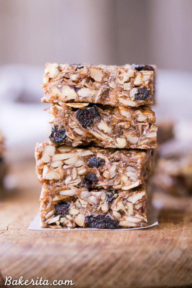 These No-Bake Trail Mix Granola Bars are loaded with nuts, coconut, and dried fruit for a filling and delicious snack that will fill you up and satisfy your tastebuds!