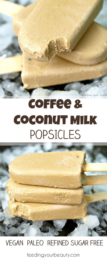 Creamy, frosty, cool coffee coconut milk popsicles, what a sweet treat!                    