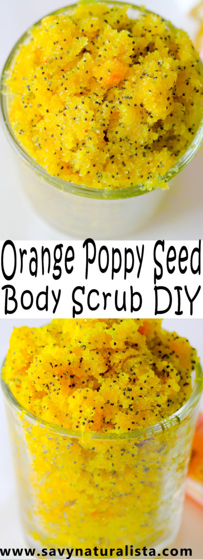 This Orange Poppy Seed body scrub uses all-natural sugar crystals and poppy seeds to remove all those dead skin cells the sugar won't remove and is perfect for those with oily skin.  