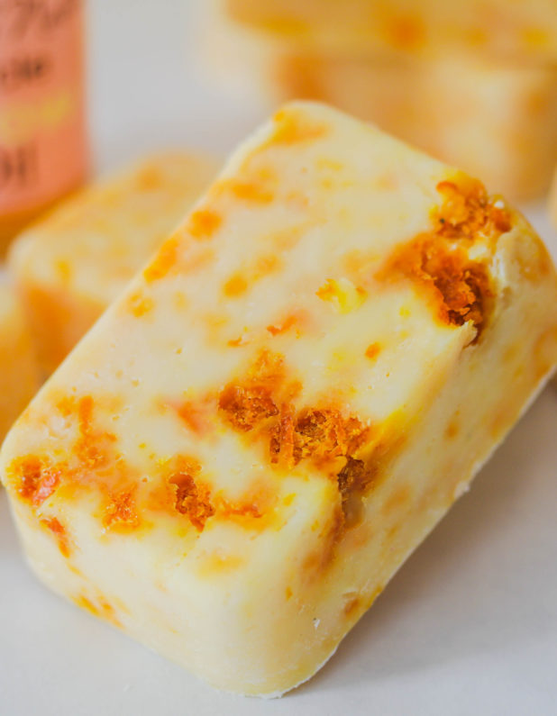 Citrus Orange Zest Cold Process Soap is an easy beginner tutorial made with pure orange essential oils and orange zest to make this soap smell amazing, whip up in only 10 minutes! 