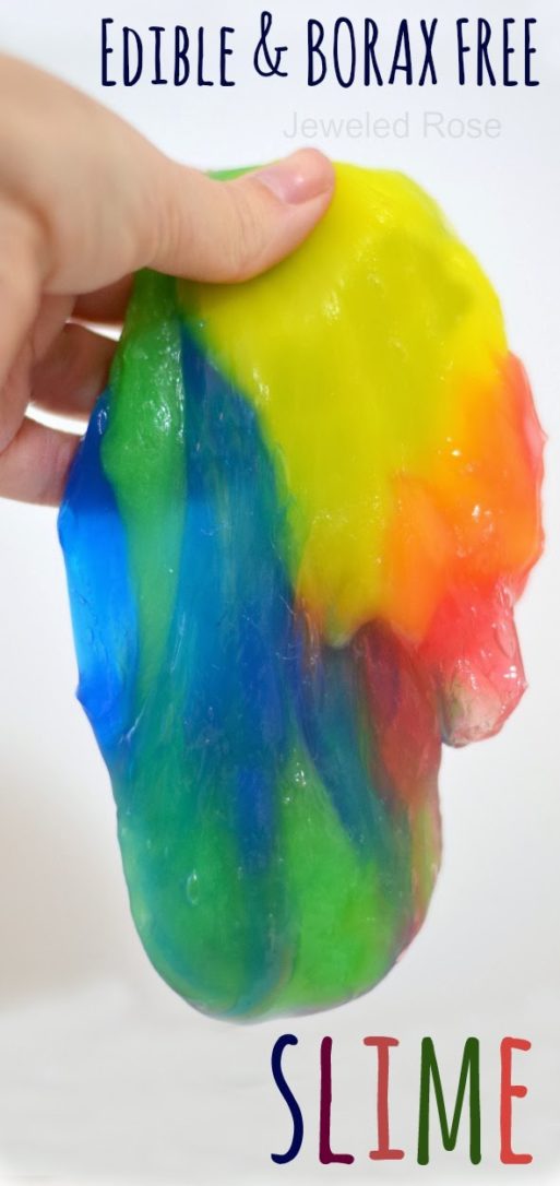 Make a batch of this slime in every color of the rainbow so that kids can make oozing slime rainbows