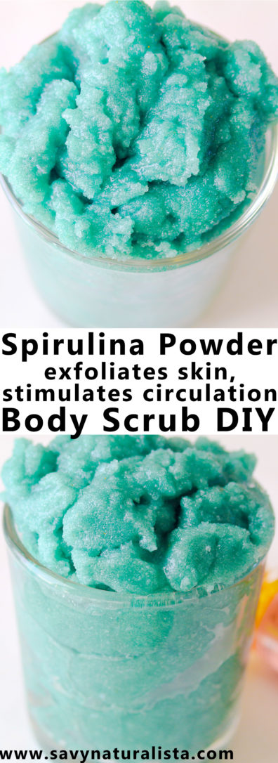 Spirulina exfoliating body scrub is high in vitamin A and a wonderful scrub to get that natural glow!