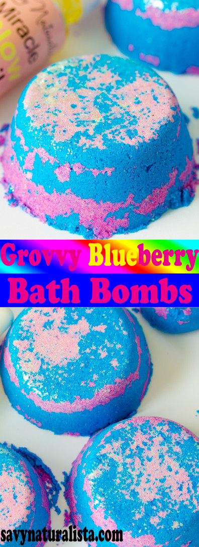 Groovy blueberry lush style bath bombs that will not only sparkle your tub, but will moisturize your skin and make you smell like a wonderful blend of patchouli and blueberries! 