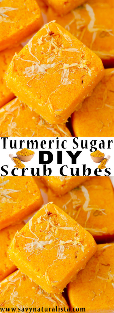 With this easy tutorial you can make your own turmeric sugar scrub cubes. This recipe uses all natural turmeric powder and pure essential oils for the perfect natural skin care DIY