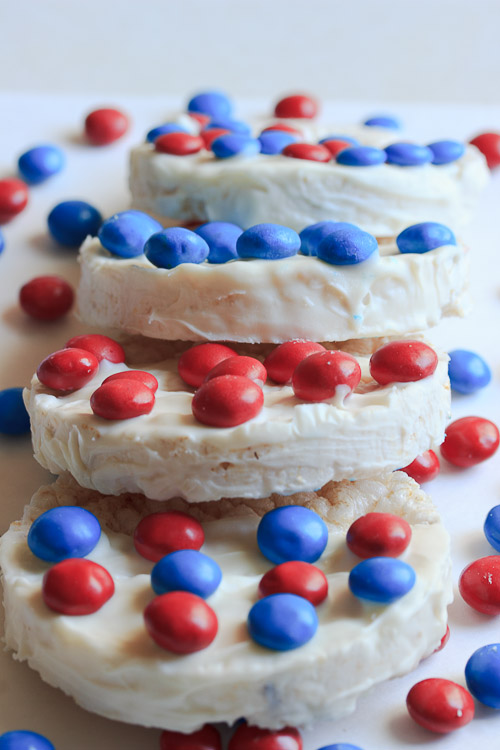 Red White and Blue Rice Cakes