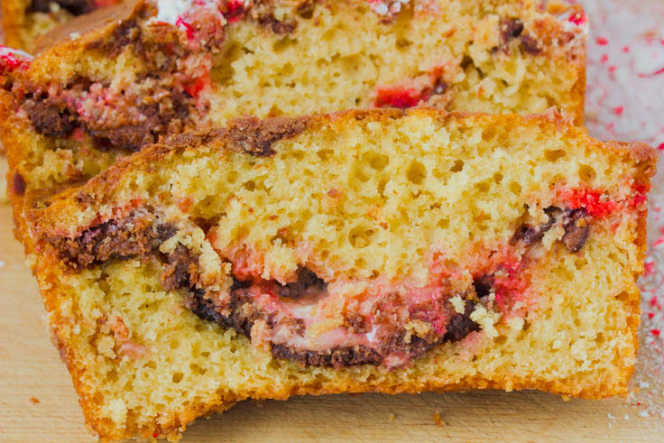 Chocolate Peanut Butter Candy Cane Swirl Bread