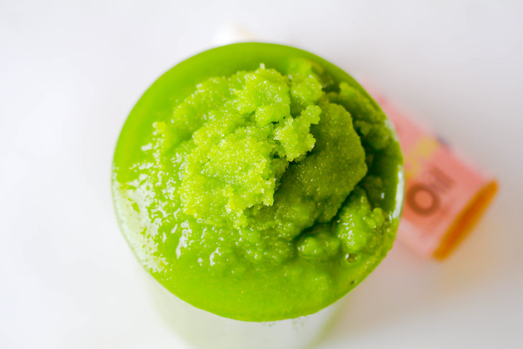 Make this all natural four ingredient Green Tea Salt Body Scrub to exfoliate and moisturize the skin.