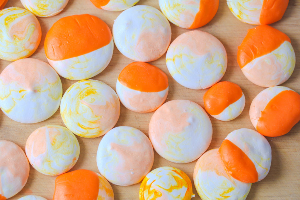 Candy Corn Meringue Cookies