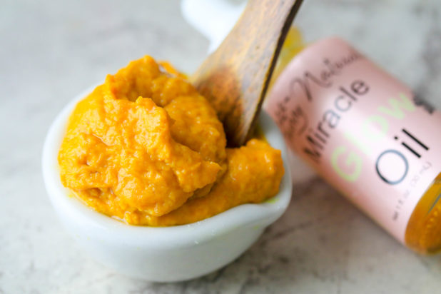 This all-natural facial scrub is made with turmeric powder and is the perfect DIY to get rid of acne and black heads.  